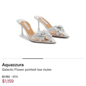 Aquazzura Galactic Flower pointed-toe mules size 39 NWT